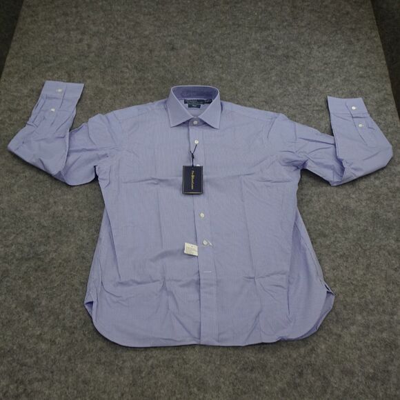 Polo Ralph Lauren Button Up Shirt‎ Mens 16 40 41 Blue White Regent Fit Dress K - Picture 2 of 13